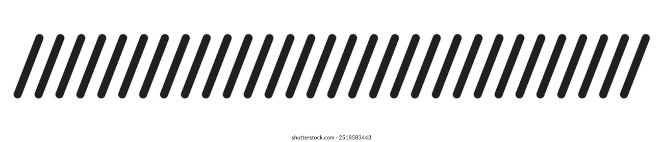 Slash line border, diagonal lines. Divider strip Tilt strip geometric abstract border. Diagonal grid. Geometric dashed tape