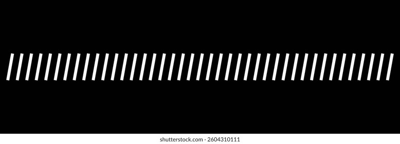 Slash line. Border with diagonal lines. Angle of tilt stripes. Black pattern of footer isolated vector on white background. EPS 10 .