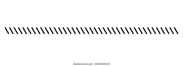 Slash line. Border with diagonal lines. Angle of tilt stripes. Black pattern of footer isolated vector on white background. EPS 10 .