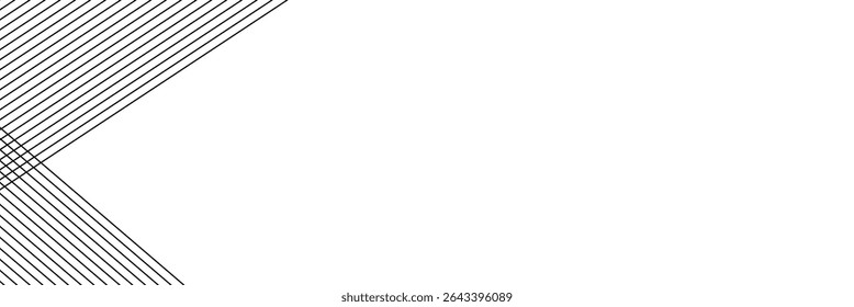 Slash line. Border with diagonal lines. Angle of tilt stripes. Black pattern of footer isolated vector on white background. Vector Illustration . 