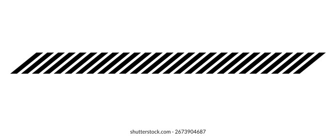 Slash line. Border with diagonal lines. Geometric print for caution tape or barrier. Angle of tilt parallel stripes. Black pattern isolated on white background