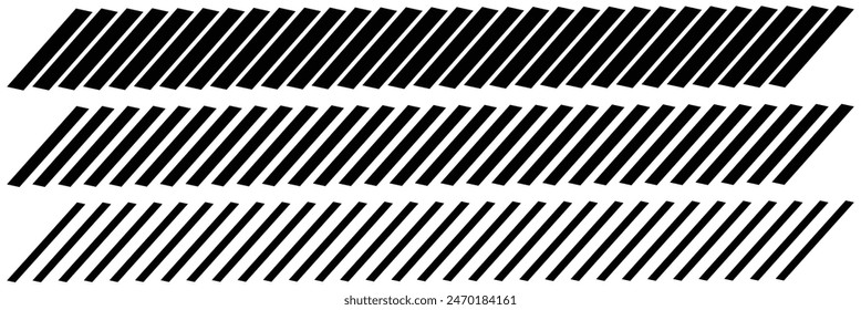 Slash line border. Diagonal parallel lines divider strip. Tilt strip geometric abstract border. Slash divider. Vector illustration isolated on white background. Eps10.
