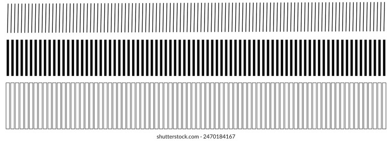 Slash line border. Diagonal parallel lines divider strip. Tilt strip geometric abstract border. Slash divider. Vector illustration isolated on white background. Eps10.