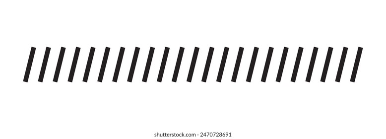 Slash line border. Diagonal parallel lines divider strip. Tilt strip geometric abstract border. Slash divider. Vector illustration isolated on white background.