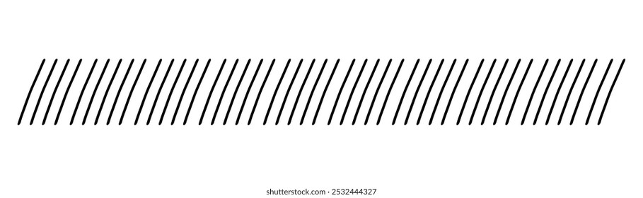 Slash line doodle border, diagonal lines. Divider strip Tilt strip geometric abstract border. Diagonal grid. Geometric dashed tape