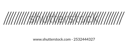 Slash line doodle border, diagonal lines. Divider strip Tilt strip geometric abstract border. Diagonal grid. Geometric dashed tape