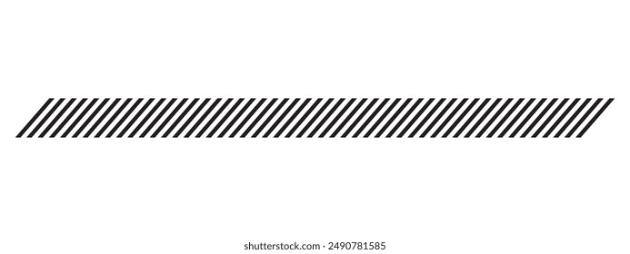 Slash lines pattern. Border with tilted parallel stripes. Embroidery ornament with slanted stitches on white background. Geometric print for caution tape or barrier. Vector graphic illustration.