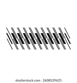 Slash lines pattern. Border with tilted parallel stripes. Embroidery ornament with slanted stitches on white background. Vector graphic illustration.