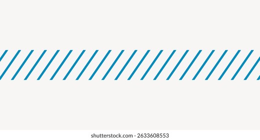 Slash lines pattern. Border with tilted parallel stripes. Embroidery ornament with slanted stitches on white background. Geometric print for caution tape or barrier.