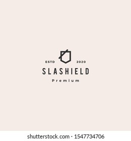 slash shield logo hipster retro vintage vector icon	