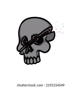 Slashed skull cartoon vector illustration