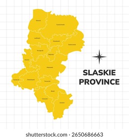 Slaskie Province map illustration. Map of the Province in Poland