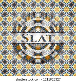 Slat arabic badge background. Arabesque decoration.
