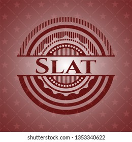 Slat badge with red background