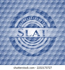 Slat blue polygonal badge. Vector Illustration. Detailed. 