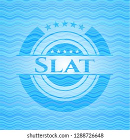 Slat water wave style badge.