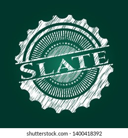 Slate chalkboard emblem. Vector Illustration. Detailed.