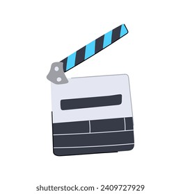 slate clapperboard cartoon. director clapboard, camera production, cut studio slate clapperboard sign. isolated symbol vector illustration