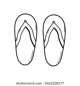 Slates, beach flip flops doodle sketch on a white background. Vector illustration of summer shoes.