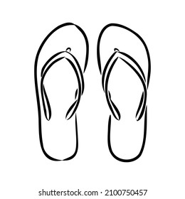 slates flip flops shoes accessories vector illustration hand-drawn doodle sketch separately on a white background sea ocean travel vacation holidays abstraction stylization summer