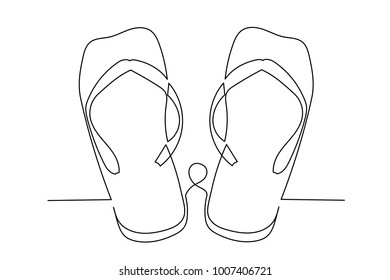 Slates. Summer shoes. Flip flops. Season. For your design. continuous line