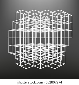 Slatted frame made of dice in prospects. The background of the screen objects.