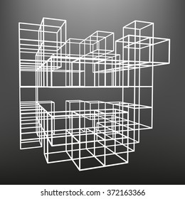 Slatted frame made of dice in prospects. The background of the screen objects. 