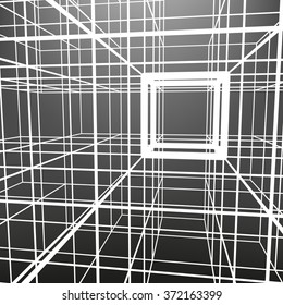 Slatted frame made of dice in prospects. The background of the screen objects. 