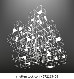 Slatted frame made of dice in prospects. The background of the screen objects. 