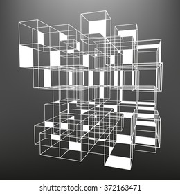 Slatted frame made of dice in prospects. The background of the screen objects. 