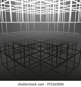 Slatted frame made of dice in prospects. The background of the screen objects. 