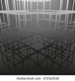 Slatted frame made of dice in prospects. The background of the screen objects. 