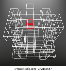 Slatted frame made of dice in prospects. The background of the screen objects. 