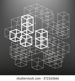 Slatted frame made of dice in prospects. The background of the screen objects. 