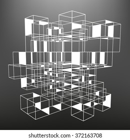 Slatted frame made of dice in prospects. The background of the screen objects. 