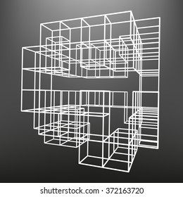 Slatted frame made of dice in prospects. The background of the screen objects. 