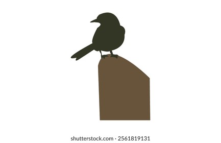 Slaty Flycatcher Bird Silhouette Design  And Vector Illustration. 
