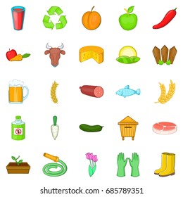 Slaughterhouse icons set. Cartoon set of 25 slaughterhouse icons for web isolated on white background
