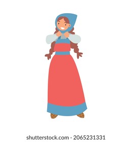 Slav or Slavonian Woman Character in Ethnic Clothing Vector Illustration