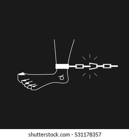 Slave breaking out of the chain. Freedom concept. person chained. human leg. vector illustration. eps 10 