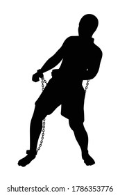 Slave with chain silhouette vector
