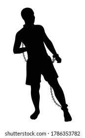 Slave with chain silhouette vector