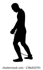 Slave with chain silhouette vector