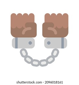 Slave chains flat icon. Clipart cartoon illustration. Vector sign for mobile app and web sites. 
