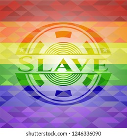 Slave emblem on mosaic background with the colors of the LGBT flag
