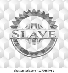 Slave grey badge with geometric cube white background