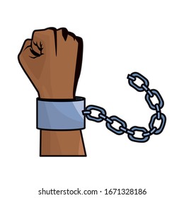 slave hand with chain icon vector illustration design