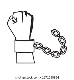 slave hand with chain icon vector illustration design