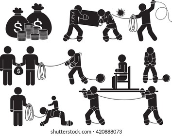 Slave Labor Icon Set - Illustration