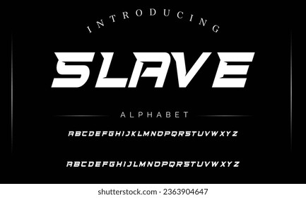 Slave Sport Modern Italic Alphabet Font. Typography urban style fonts for technology, digital, movie logo design. vector illustration